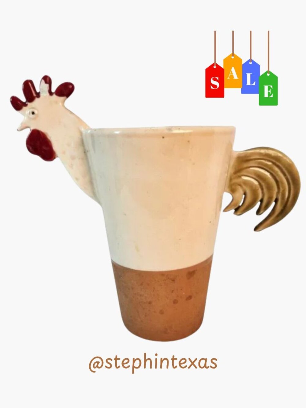 Vintage Farmhouse Cottagecore Rooster Vase Global Views Pottery Italy